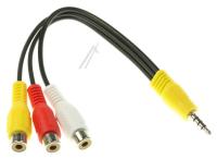 AV PHONOKABEL, 4PIN 3.5MM HANE/ 3X PHONO HONA