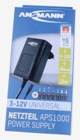ANSMANN APS 1000 1201-0023 Passar till UNIVERSAL LADDARE, 3-12V DC, INKL. 7 OLIKA KONTAKTER